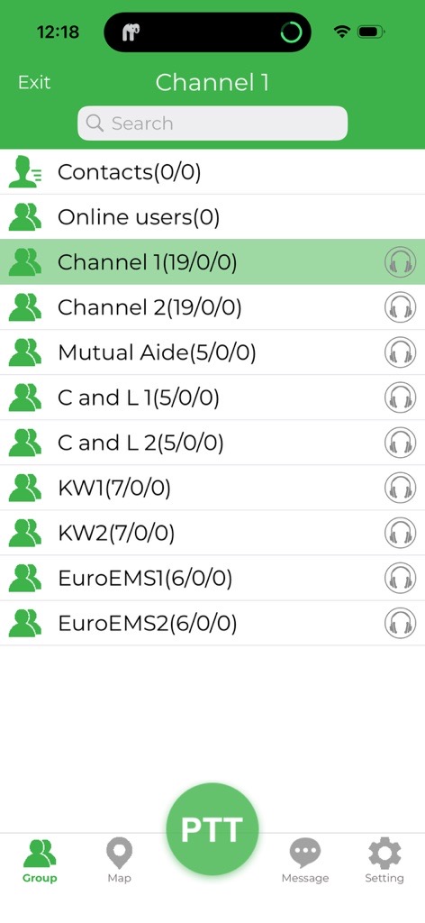 ip³PTT mobile app screen 2