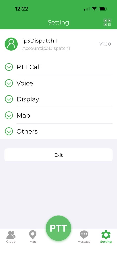 ip³PTT mobile app screen 4