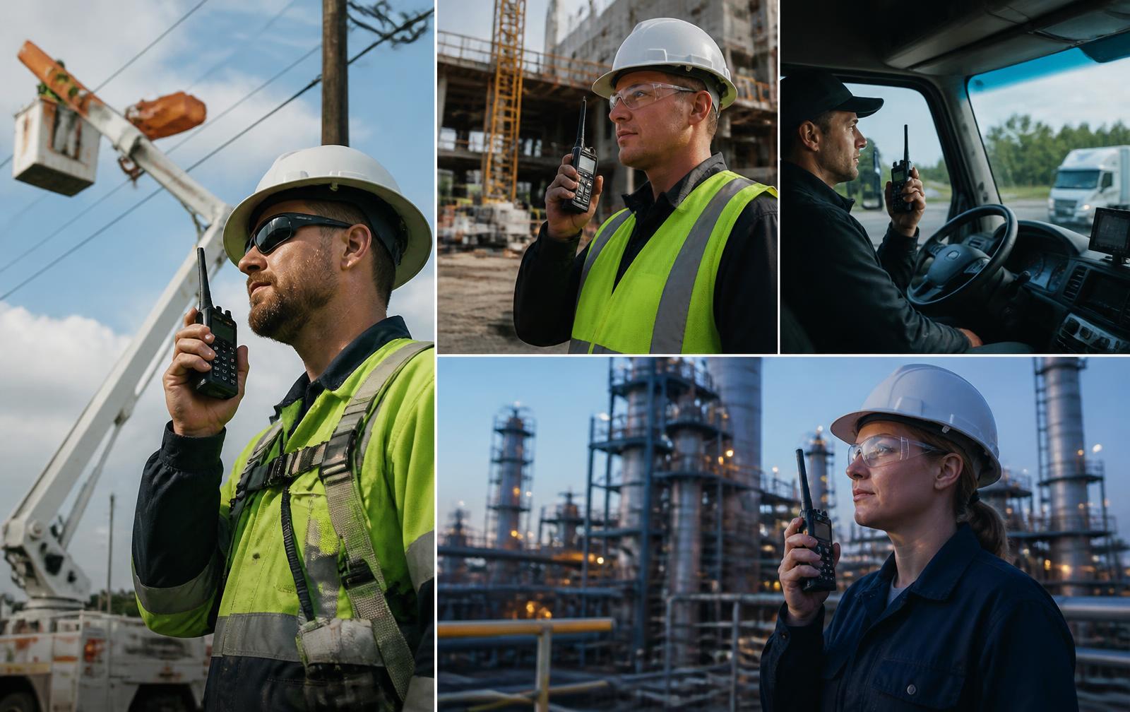 Utility, construction, transportation and refinery crews using ip³ labs LTE push-to-talk radios in the field